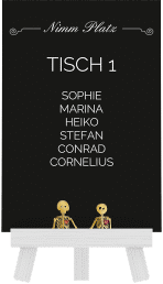 Klick: Details zu Tischaufsteller Hochzeit "Bones" anzeigen Tischaufsteller Hochzeit "Bones"