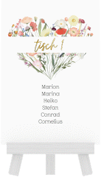 Tischaufsteller Hochzeit "Wildblumenherz"