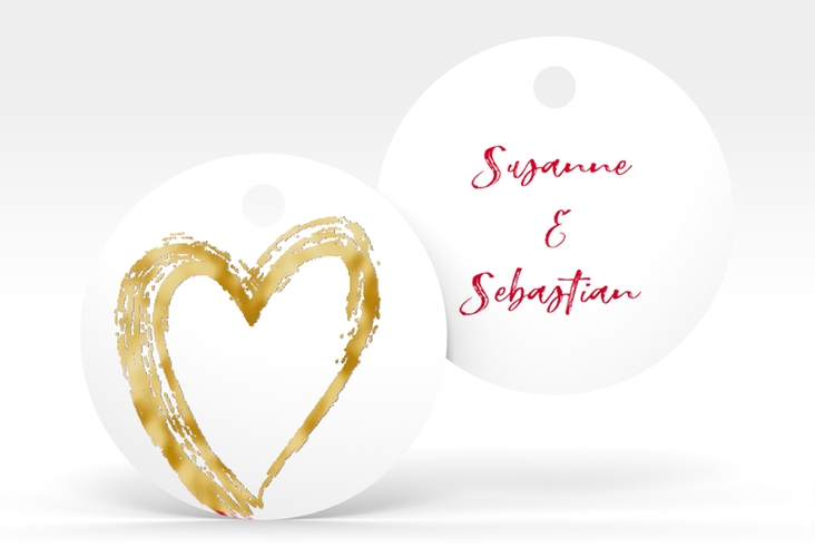 Geschenkanhänger Hochzeit Liebe Geschenkanhänger, rund rot gold