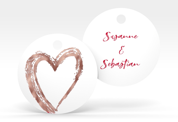 Geschenkanhänger Hochzeit Liebe Geschenkanhänger, rund rot rosegold