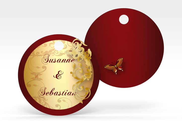Geschenkanhänger Hochzeit Toulouse Geschenkanhänger, rund rot gold