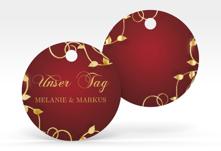 Geschenkanhänger Hochzeit Eternity Geschenkanhänger, rund rot gold