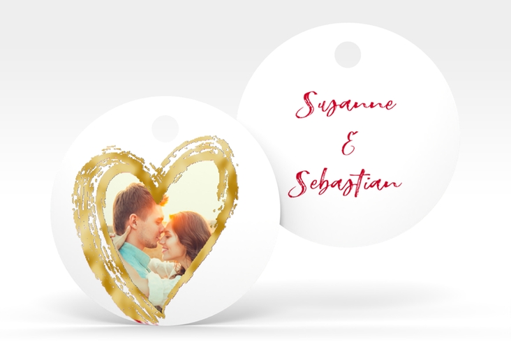 Geschenkanhänger Hochzeit Liebe Geschenkanhänger, rund rot gold