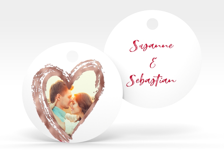Geschenkanhänger Hochzeit Liebe Geschenkanhänger, rund rot rosegold