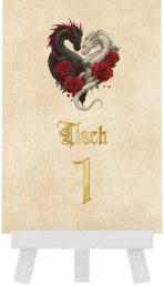 Tischnummer Hochzeit "Drachenliebe"