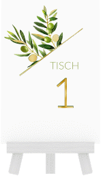 Klick: Details zu Tischnummer Hochzeit "Olivenzweig" anzeigen Tischnummer Hochzeit "Olivenzweig"
