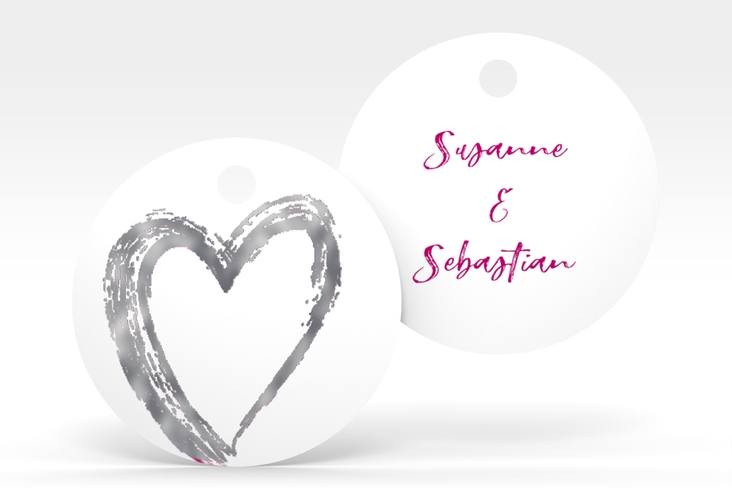 Geschenkanhänger Hochzeit Liebe Geschenkanhänger, rund pink silber