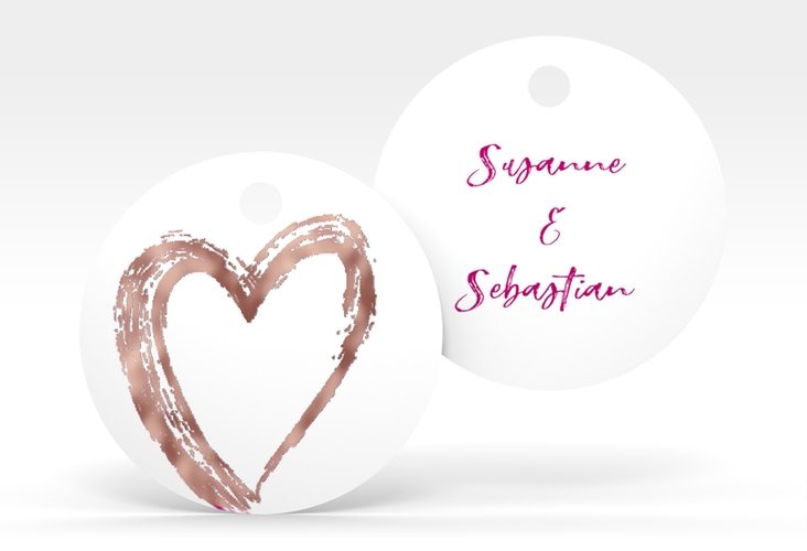 Geschenkanhänger Hochzeit Liebe Geschenkanhänger, rund pink rosegold