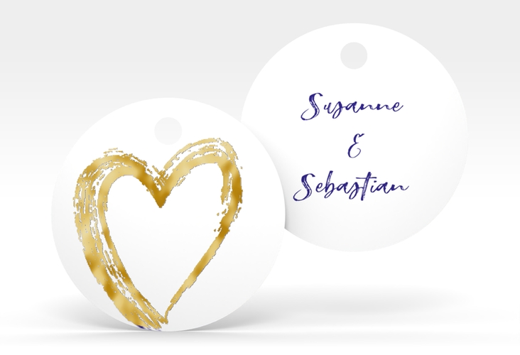 Geschenkanhänger Hochzeit Liebe Geschenkanhänger, rund blau gold