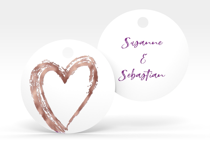 Geschenkanhänger Hochzeit Liebe Geschenkanhänger, rund lila rosegold