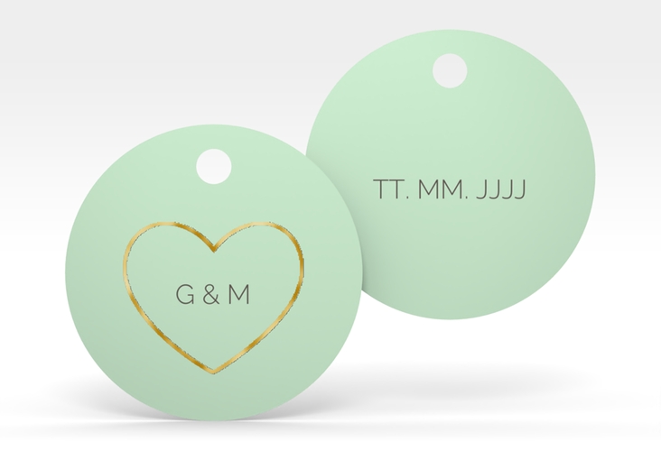 Geschenkanhänger Hochzeit Lebenstraum Geschenkanhänger, rund mint gold