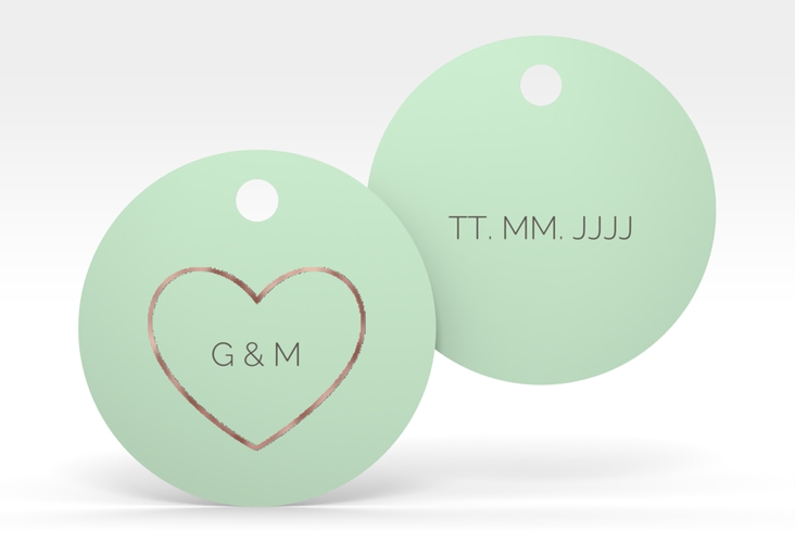 Geschenkanhänger Hochzeit Lebenstraum Geschenkanhänger, rund mint rosegold