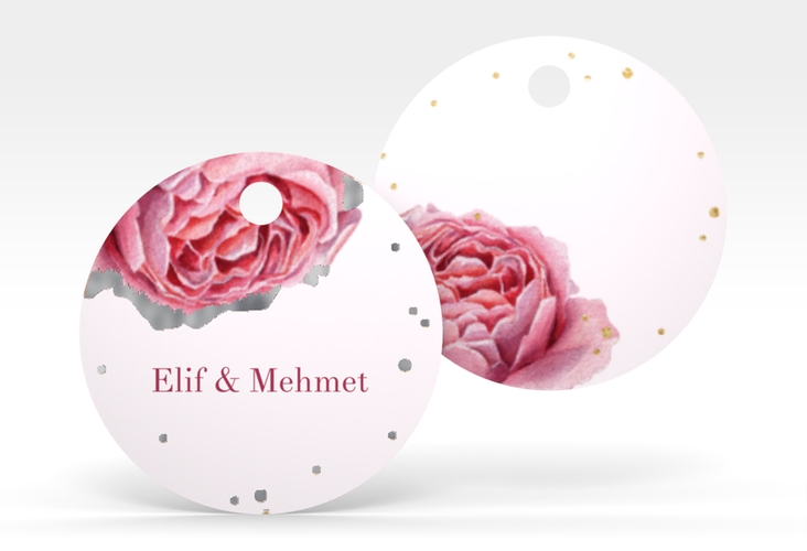 Geschenkanhänger Hochzeit Cherie Geschenkanhänger, rund rosa silber