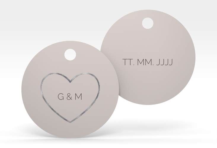 Geschenkanhänger Hochzeit Lebenstraum Geschenkanhänger, rund grau silber
