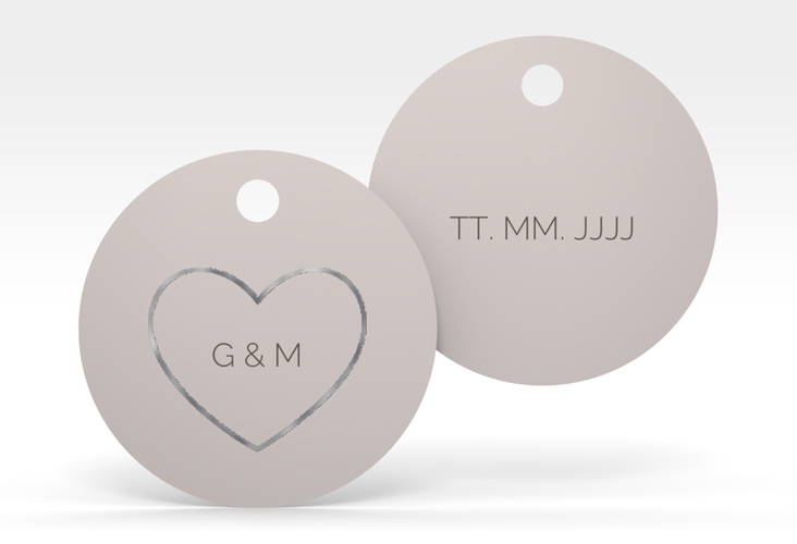Geschenkanhänger Hochzeit Lebenstraum Geschenkanhänger, rund grau silber