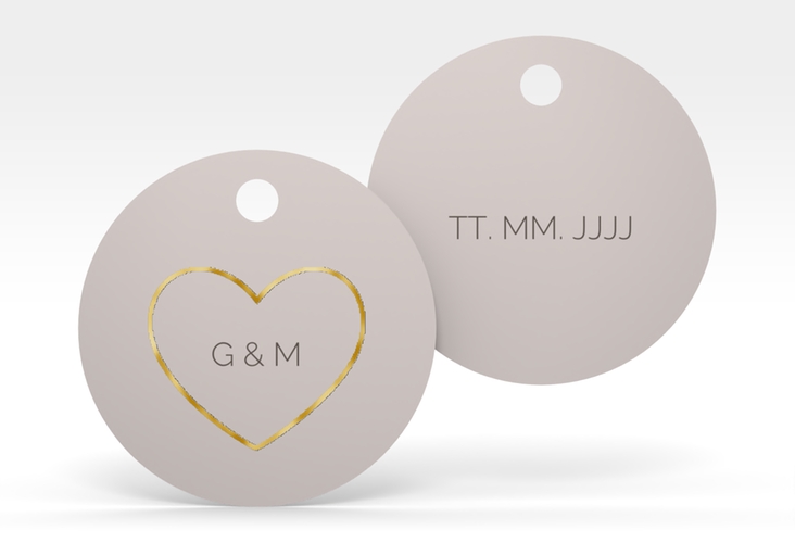 Geschenkanhänger Hochzeit Lebenstraum Geschenkanhänger, rund grau gold