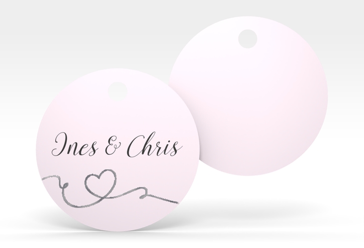 Geschenkanhänger Hochzeit Dolce Geschenkanhänger, rund rosa silber