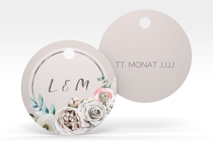 Geschenkanhänger Hochzeit Romance Geschenkanhänger, rund rosa silber