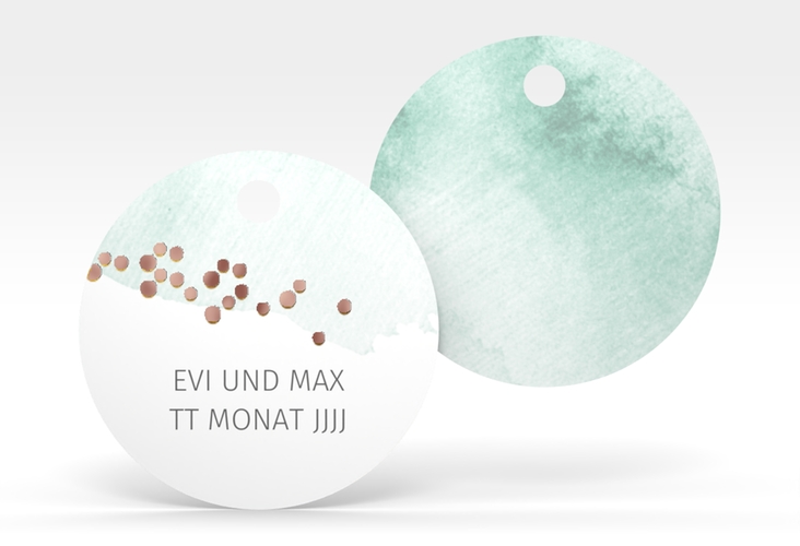 Geschenkanhänger Hochzeit Pastell Geschenkanhänger, rund mint rosegold
