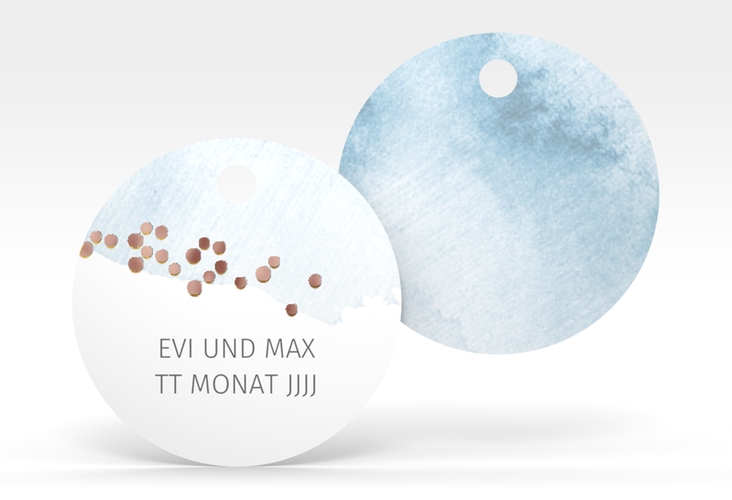 Geschenkanhänger Hochzeit Pastell Geschenkanhänger, rund blau rosegold