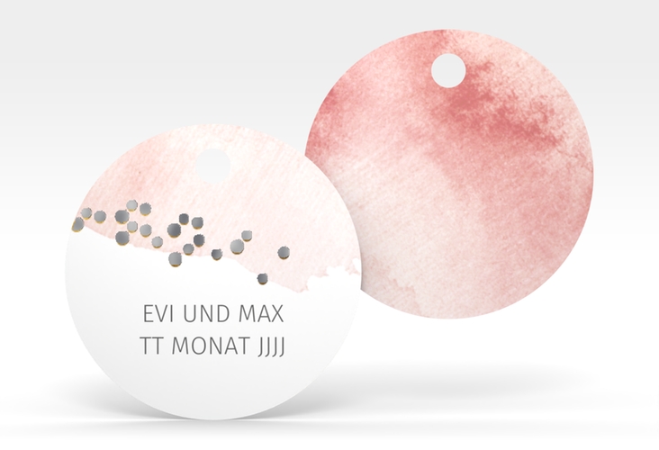 Geschenkanhänger Hochzeit Pastell Geschenkanhänger, rund rosa silber