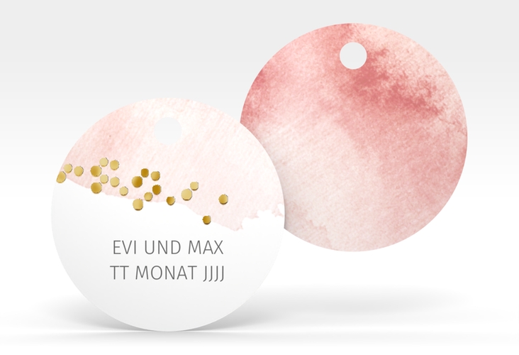 Geschenkanhänger Hochzeit Pastell Geschenkanhänger, rund rosa gold