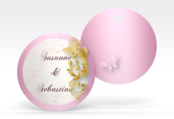 Geschenkanhänger Hochzeit Toulouse Geschenkanhänger, rund rosa gold
