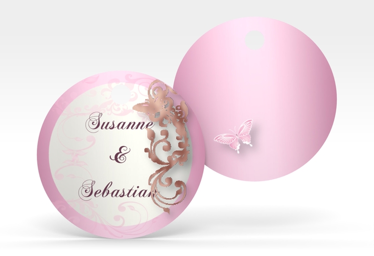 Geschenkanhänger Hochzeit Toulouse Geschenkanhänger, rund rosa rosegold