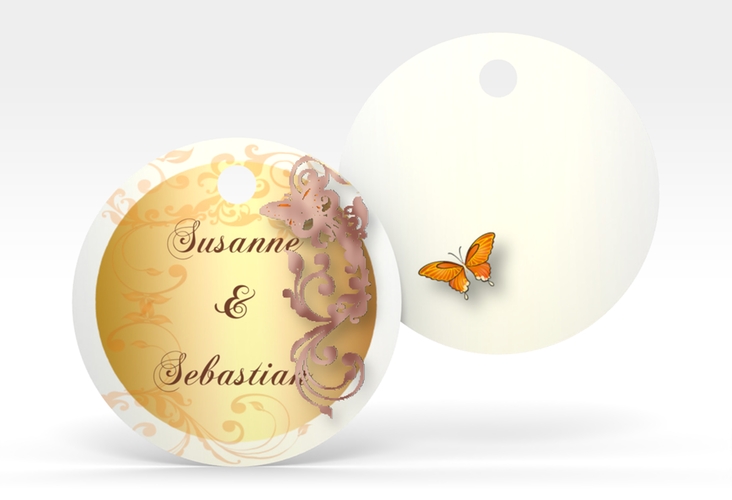 Geschenkanhänger Hochzeit Toulouse Geschenkanhänger, rund orange rosegold