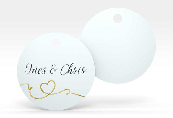Geschenkanhänger Hochzeit Dolce Geschenkanhänger, rund tuerkis gold