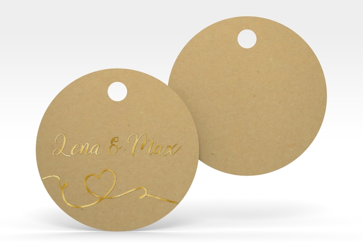 Geschenkanhänger Hochzeit Herzensbund Geschenkanhänger, rund schwarz gold