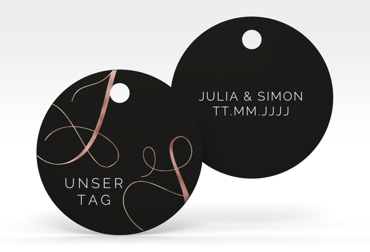 Geschenkanhänger Hochzeit Eheschließung Geschenkanhänger, rund schwarz rosegold