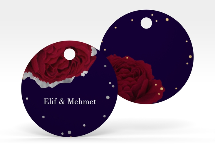 Geschenkanhänger Hochzeit Cherie Geschenkanhänger, rund schwarz silber
