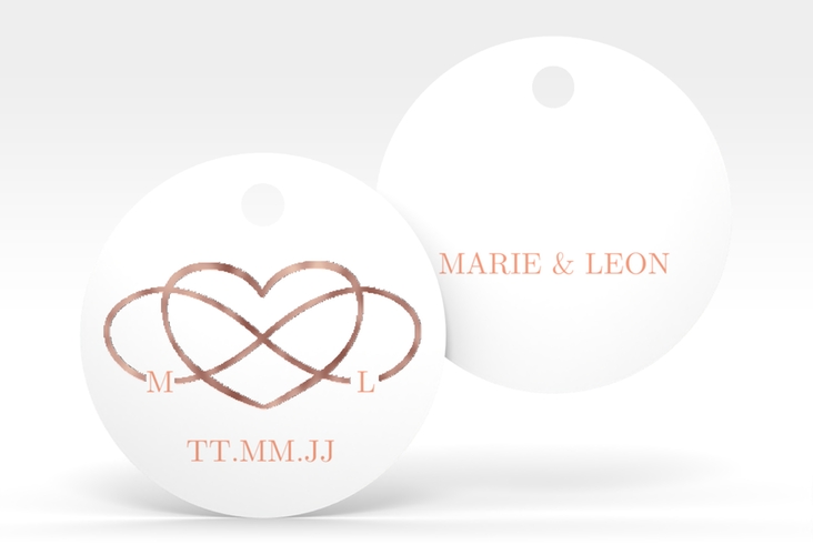 Geschenkanhänger Hochzeit Infinity Geschenkanhänger, rund apricot rosegold