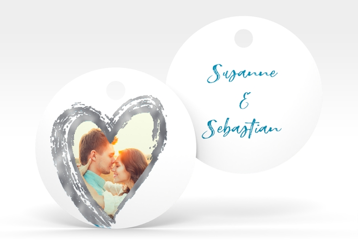 Geschenkanhänger Hochzeit Liebe Geschenkanhänger, rund tuerkis silber