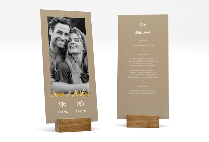 Menükarte Hochzeit "Icons" lange Karte hoch gold
