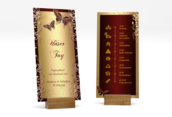 Tagesablauf Hochzeit Toulouse lange Karte hoch rosegold