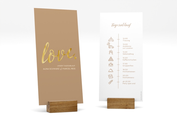 Tagesablauf Hochzeit Glam lange Karte hoch gold