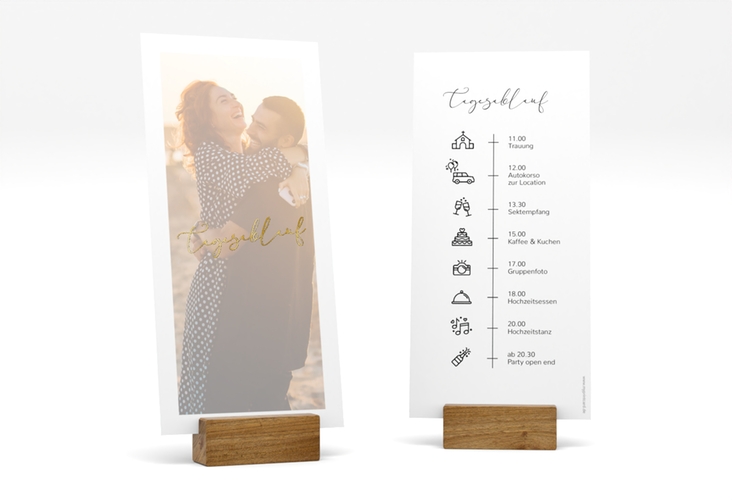 Tagesablauf Hochzeit Lucent lange Karte hoch gold