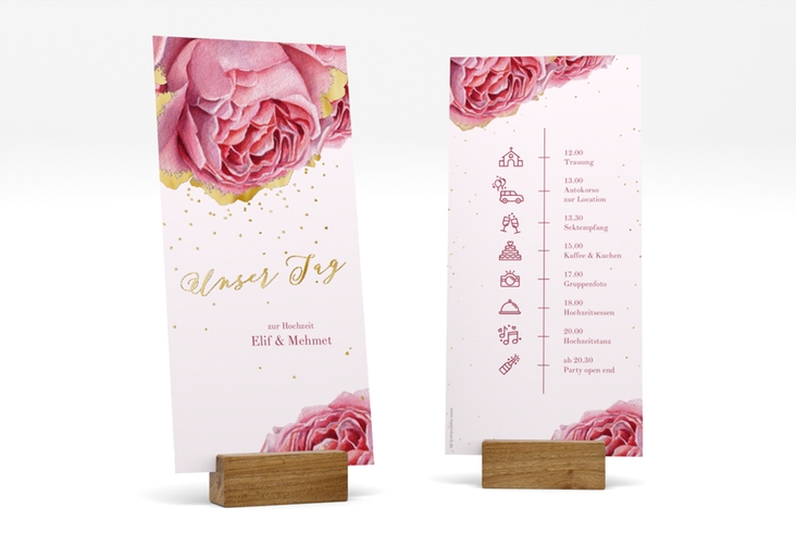 Tagesablauf Hochzeit Cherie lange Karte hoch gold gold