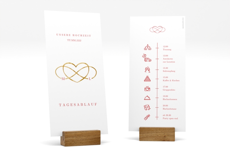 Tagesablauf Hochzeit Infinity lange Karte hoch rot gold
