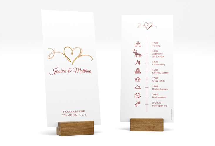 Tagesablauf Hochzeit Envie lange Karte hoch rot gold