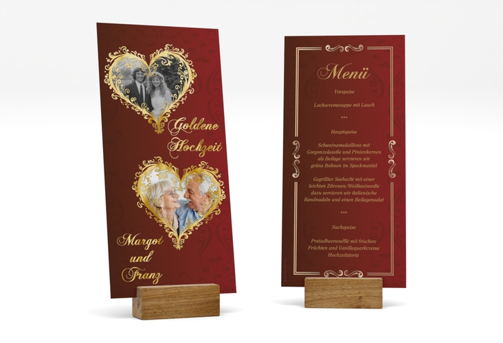 Menükarte Hochzeit Goldene Hochzeit lange Karte hoch rot gold