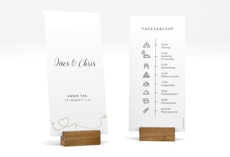 Tagesablauf Hochzeit Dolce lange Karte hoch weiss gold
