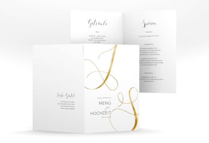Menükarte Hochzeit Eheschließung A5 Klappkarte hoch gold