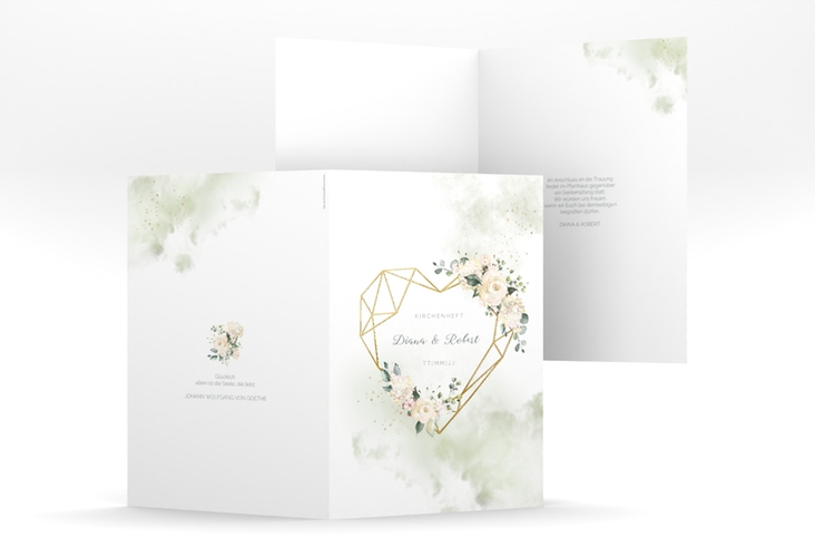 Kirchenheft Hochzeit Adore A5 Klappkarte hoch gold