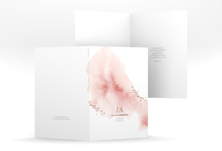 Kirchenheft Hochzeit Pastell A5 Klappkarte hoch rosegold
