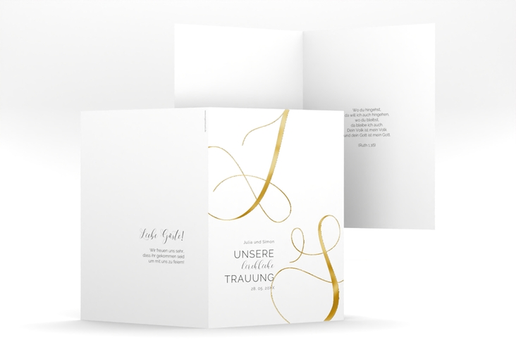 Kirchenheft Hochzeit Eheschließung A5 Klappkarte hoch gold