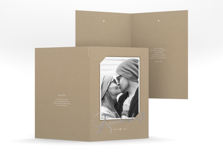 Kirchenheft Hochzeit Crafty A5 Klappkarte hoch silber