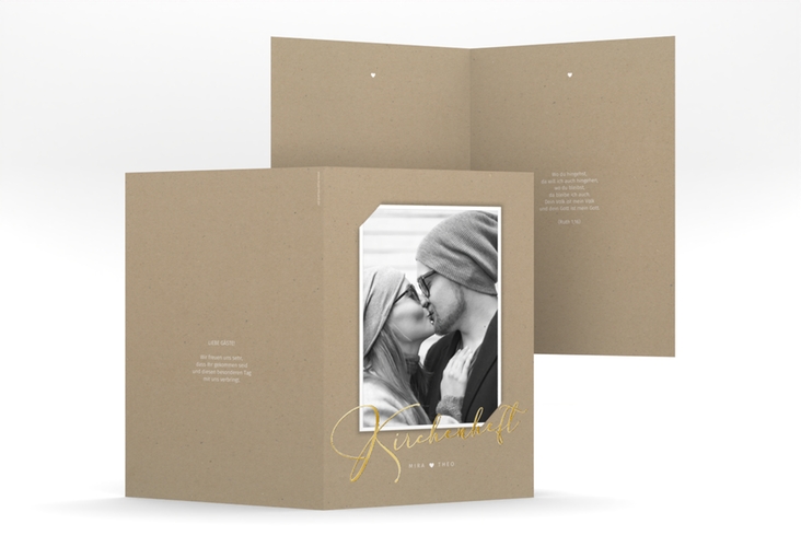 Kirchenheft Hochzeit Crafty A5 Klappkarte hoch gold